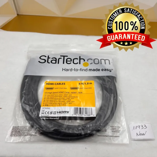 StarTech (6ft/1.8 m) HDMI Cable - 4K High Speed HDMI Cable with Ethernet
