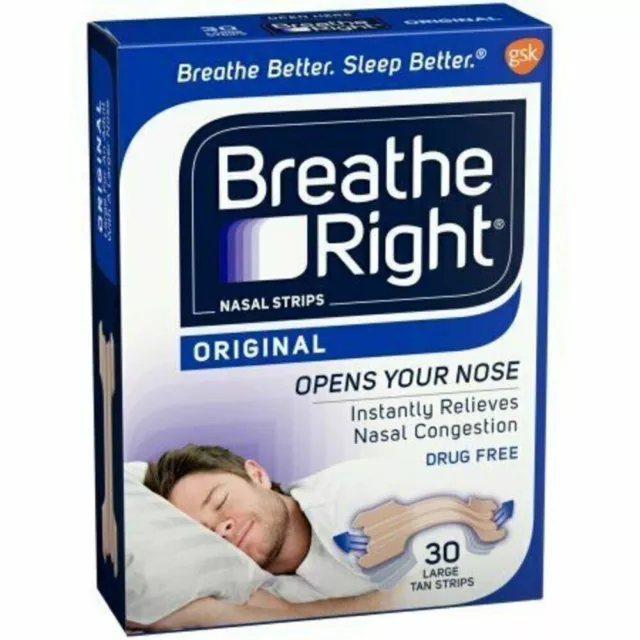 Breathe Right Nasal Strips Original 30 Strips LARGE