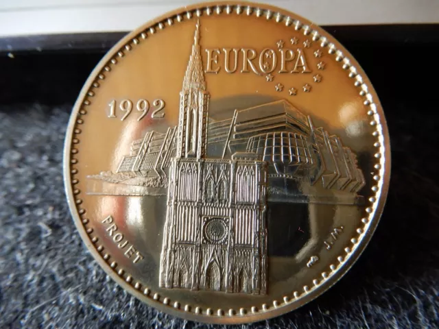 Europa-Medaille Frankreich 1992- Europa-Projekt- 5. Republik-Marianne-Strasbourg