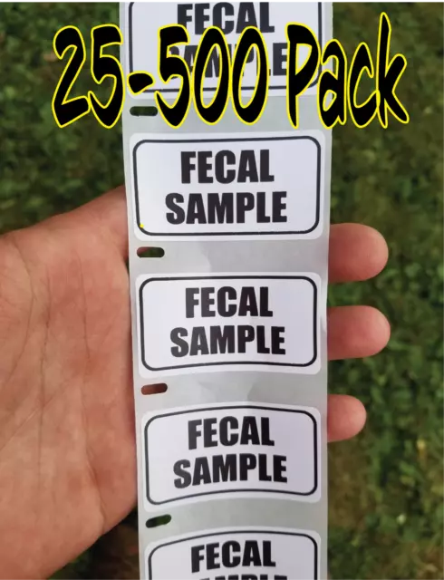 FECAL SAMPLE 25-500 Pack Stickers Gag prank sticker decal medical label warning