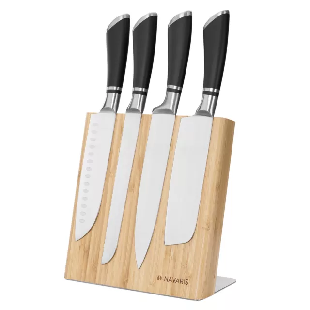 Soporte magnético de bambú para cuchillos y utensilios de cocina