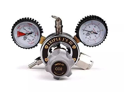 TRIPlEJ Professional Home Brew CO2 Regulator Dual Gauge Beer Brewing Push In & B