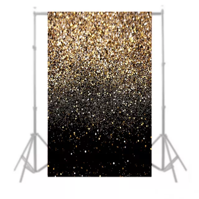 Black Gold Glitter Sparkle 5'x7' for Photography Baby Photo Backdrop Photoshoot