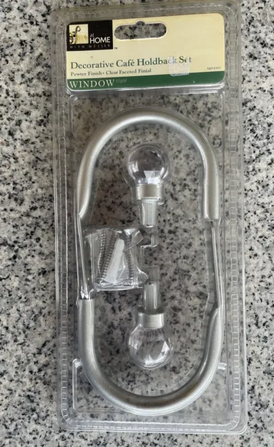 Vintage Curtain Holdback cafe Tie Backs NOS Set of 2 silver clear at home Meijer