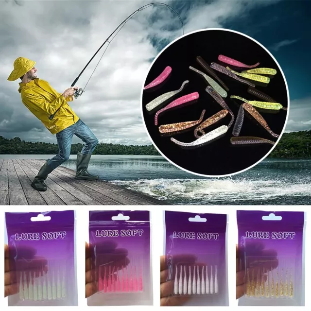 100pcs/set 35mm 0.3g Salt Smell Portable Fishing Lure Minnow Worm Soft Bait