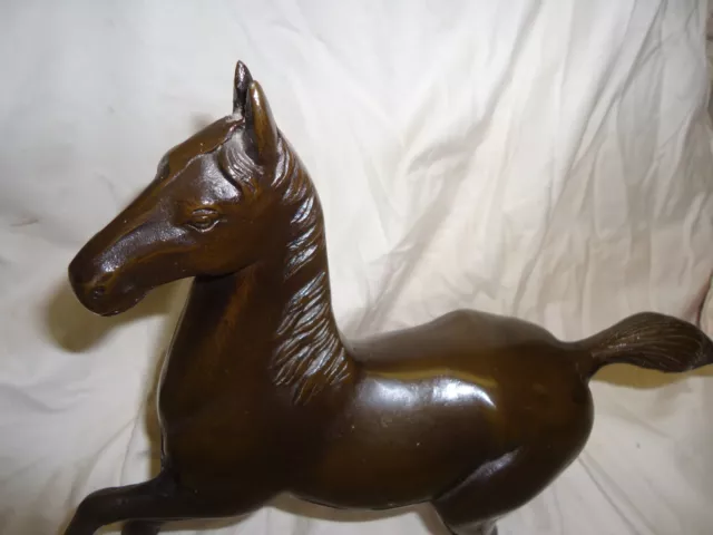 Antique 10”  Brown Cast Iron Horse Statue Door Stop ? Equestrian