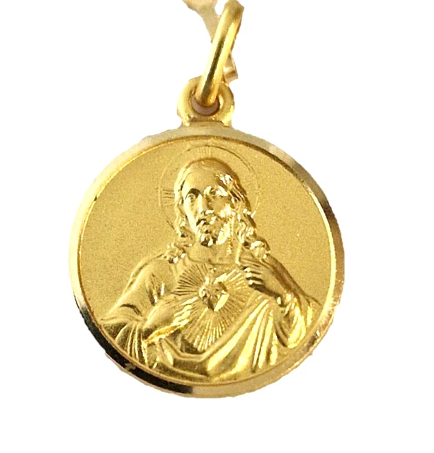 CARISSIMA Collana Oro Giallo 9 Carati Con Medaglia Sacro Cuore Di Gesù – Catena 45,7 Cm – Gioiello Italiano