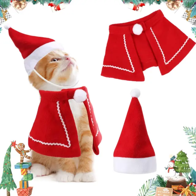 Costume Natalizio per Animali Domestici,Vestiti Natale Gatto Cane,Gatto Mantello