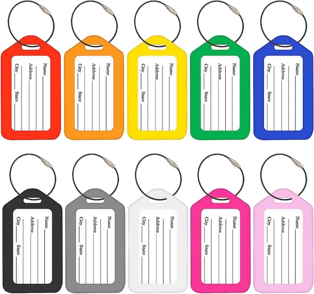 10 Pack Luggage Tag Suitcases Plastic Travel Bag & Baggage ID Label Tags