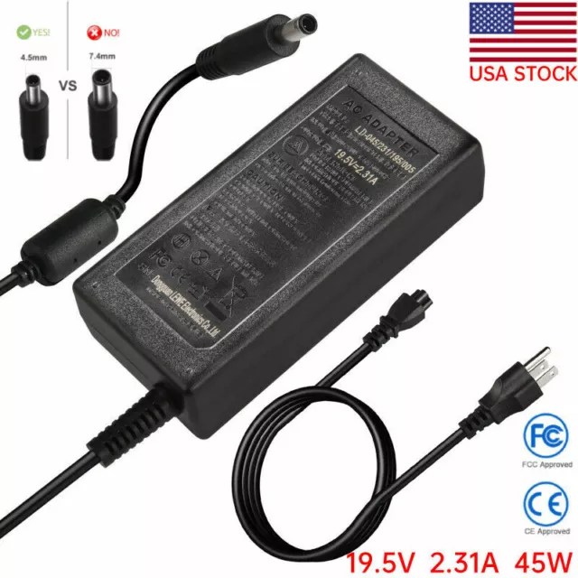 45W AC Power Charger Adapter For Dell Inspiron 15 Laptop Power Supply Cord 11-17