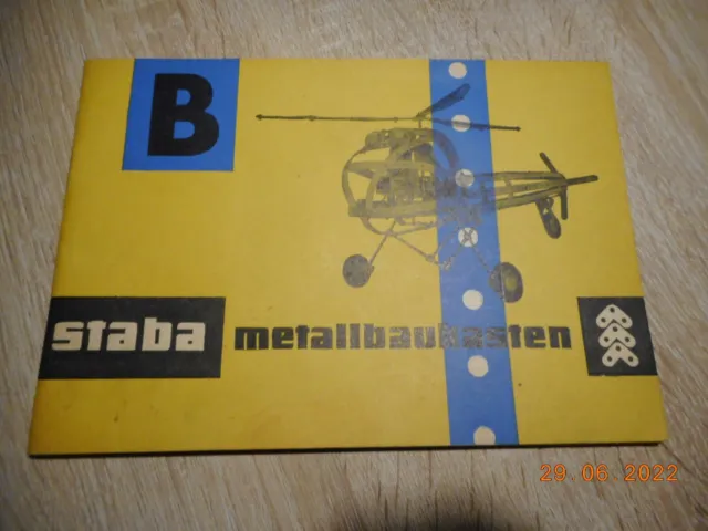 Original Staba  Metallbaukasten Modell B : Anleitungsbuch mit Bauvorlagen DDR 