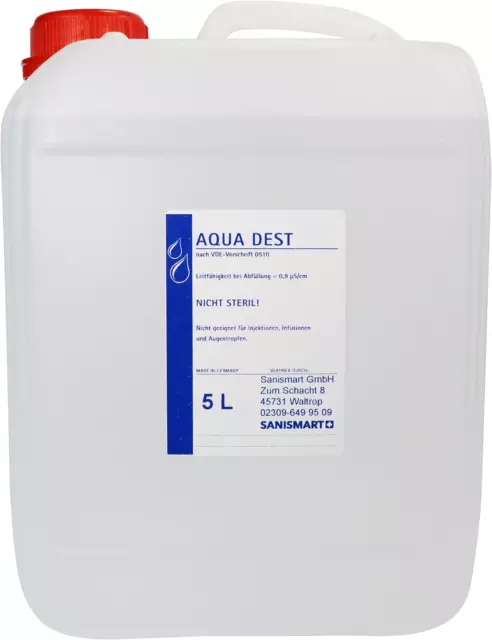 Aqua Dest Laborwasser Destilliertes Wasser Verschiedene Größen, Größen:5 L