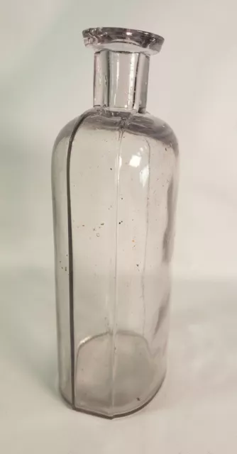 Antique Strap-side Flask bottle, light amethyst glass 7¼"