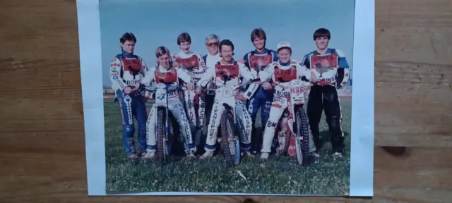 1980s Swindon Robins colour speedway team photograph