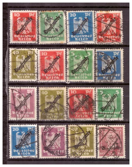 Deutsches Reich Sammlung Dienstmarken aus Mi.105-113 gestempelt A