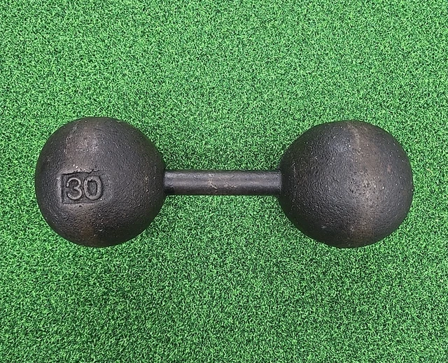 Haltère Antique Fonte 50 Lbs - Globe Head - Strongman - Pièce De Collection USA