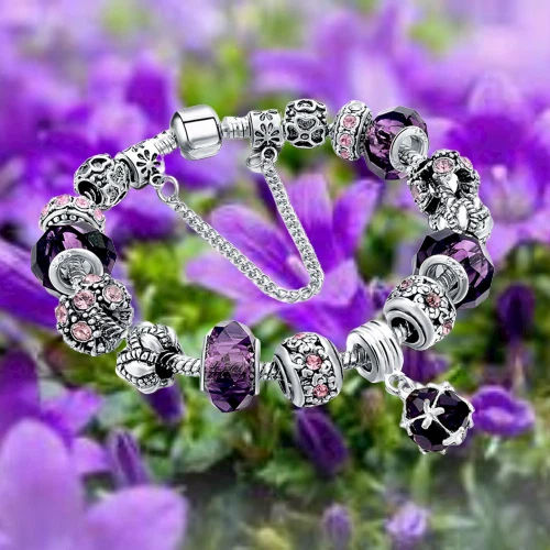 bracelet soie avec perle de verre murano