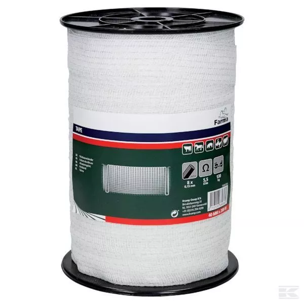 ELECTRIC FENCE TAPE 40MM X 200M Metres White Fencing Poly Horse Paddock 200 m