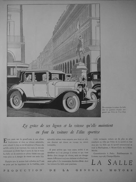 1929 La Salle La Grace De Ses Lines Elite Car Advertising - Advertising