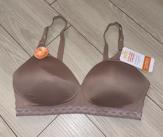 Warners 01269 Cloud 9 Full Coverage Wire Free Contour Bra Lined Womens 36C Tan 2