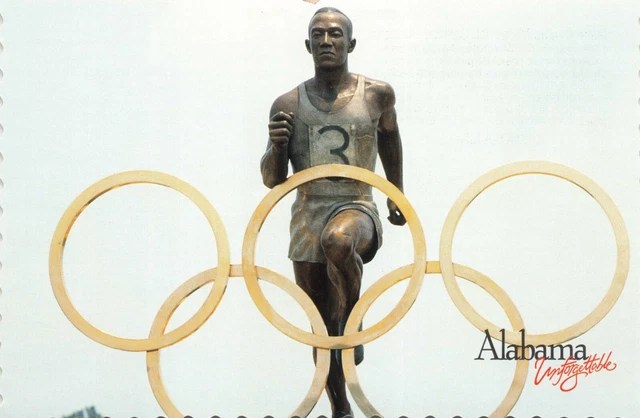 Postcard Jesse Owens Memorial 1936 Berlin Olympics Gold Medals Track Field AL