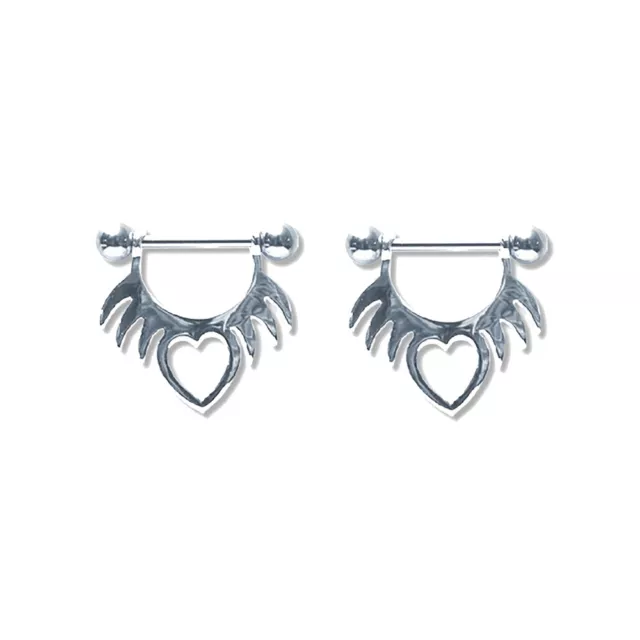 Pair of Steel Barbell w/Nipple Shields Rings, 14 Gauge-103