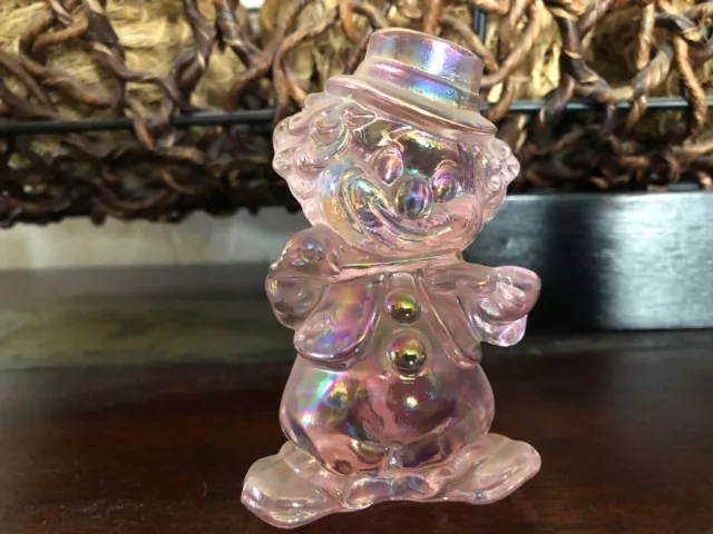 Cute Mosser Art Glass Dappy Fiddler Clown Light Pink  Carnival Glass