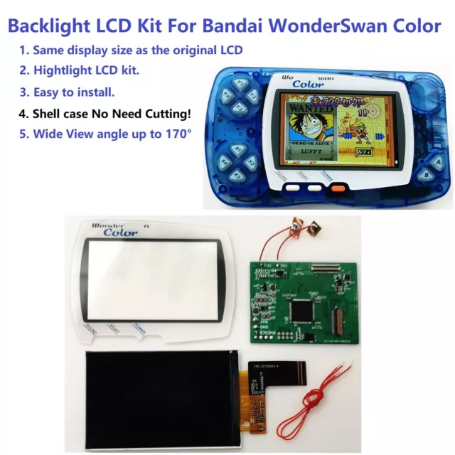 WSC High Light Backlight IPS LCD Screen Kit Mod For Bandai WonderSwan Color WSC