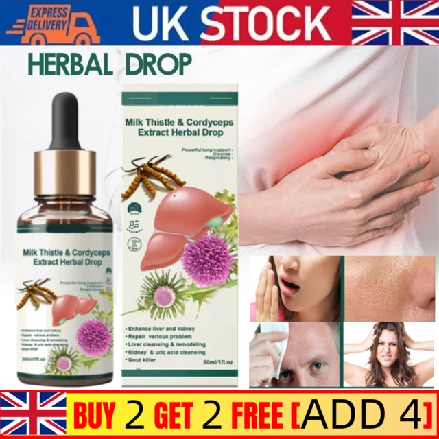 MILK THISTLE CORDYCEP Extract Herbal Drop Liver Kidney Cleanse Detox