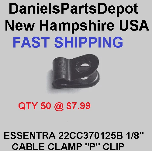 x50 ESSENTRA CC.125 SSCC37C0125B BLACK NYLON PLASTIC P-CLIP WIRE CABLE CLAMP 1/8