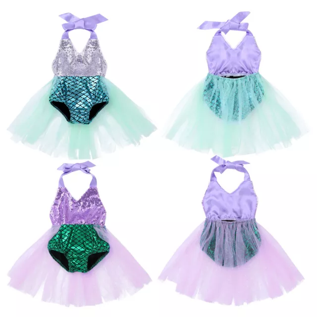 Abito festa bambino 1 ° compleanno costume da sirena torta set abiti gonna 3