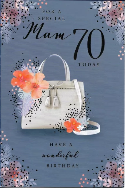 Special Mam 70Th Birthday Greeting Card 9"X6" Handbag, Pretty