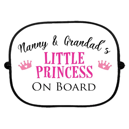 Nanny and Grandads Little Princess On Board Car Sun Shade Visor Window Kids Girl