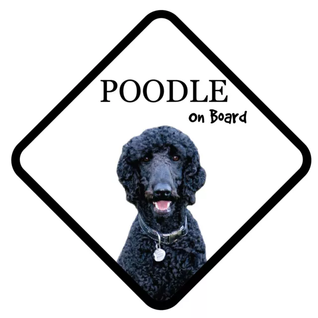 Black Poodle Dog On Board Car Sign With Sucker Sticker Decal