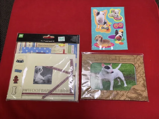 Bull Terrier Wood Picture Frame, Mini Album, Hana Deka Dog Stickers