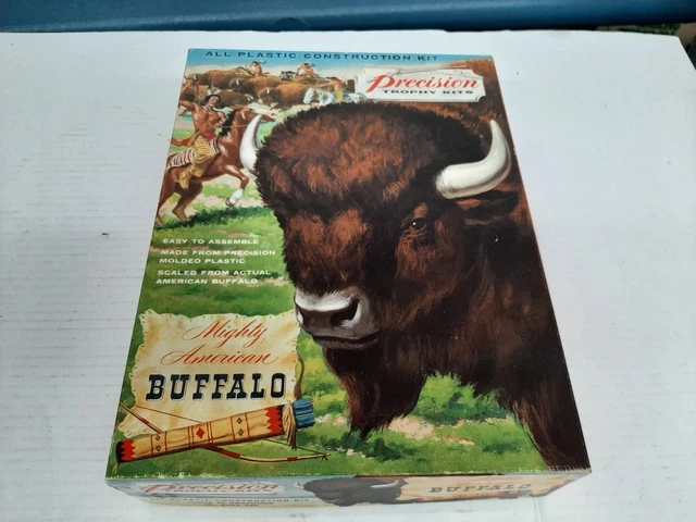 VTG 1958 Precision Plastics Mighty American Buffalo Model Unassembled Shelf K4