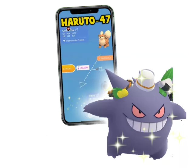 Pokémon Go Shiny Gengar wearing a Tricks & Treats costume - mini act PTC