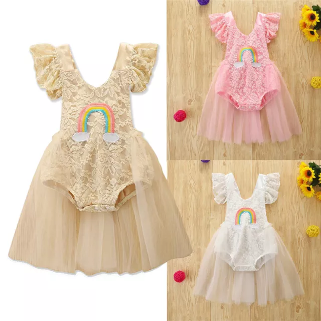 Abito gonna abito gonna neonata neonata ricamo arcobaleno arricciacapelli