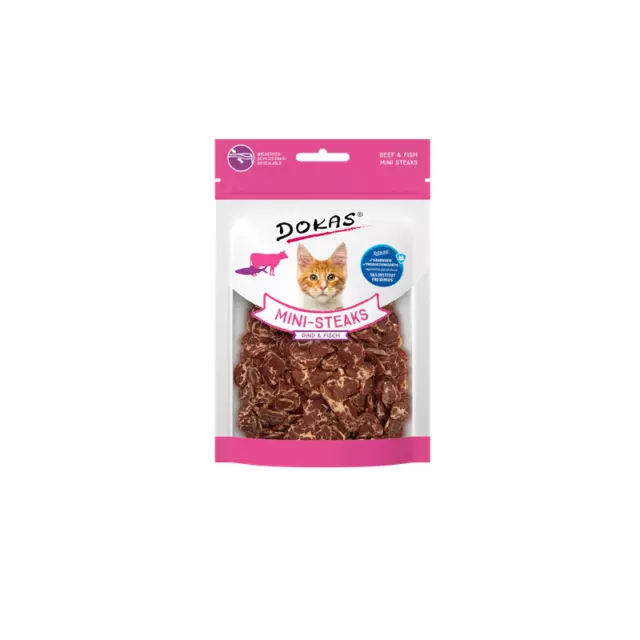 Mini filetes Dokas Cat carne y pescado 10 x 25g (87,60€/kg)