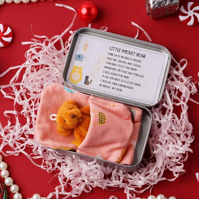 Little Pocket Bear Tin Comfortable Tiny Teddy Bear In Stuffed Toy Toys Box New