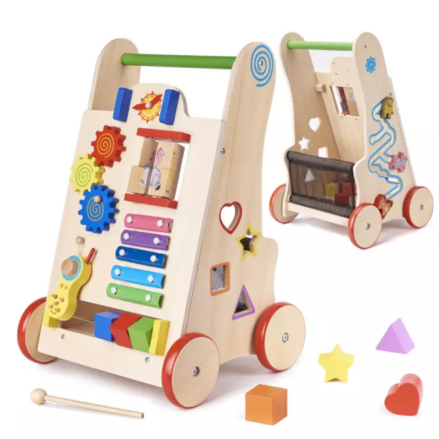 Laufhilfe für Kinder - Holz Lauflernwagen Baby Walker Lauflernhilfe ab 1 Jahr