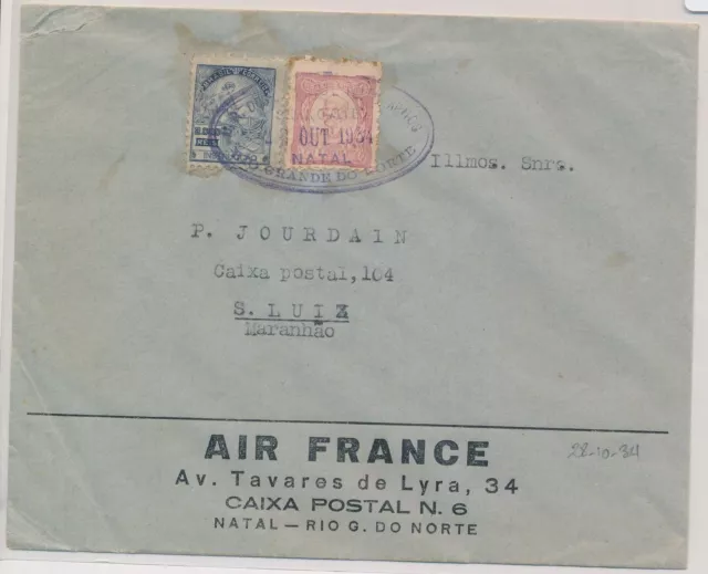 BV22324 Brazil 1934 airmail cover with nice cancels used