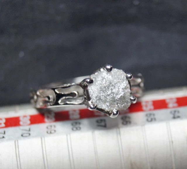 2.08 Karat Nautral Grau Roh Diamant Ring Weiß Grobem Diamant 925 Silberring Nr00