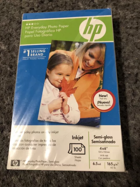 HP Genuine Everyday Photo Paper 100 Sheets 4x6 Semi Gloss **BRAND NEW, SEALED!**
