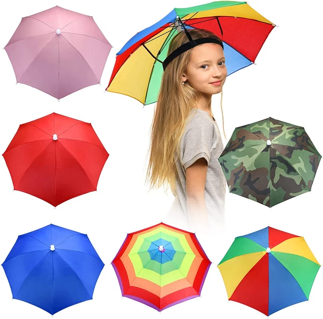 6 Pack Umbrella Hat Rainbow Umbrella Hat for Kids Rainbow Camouflage Sports Hea