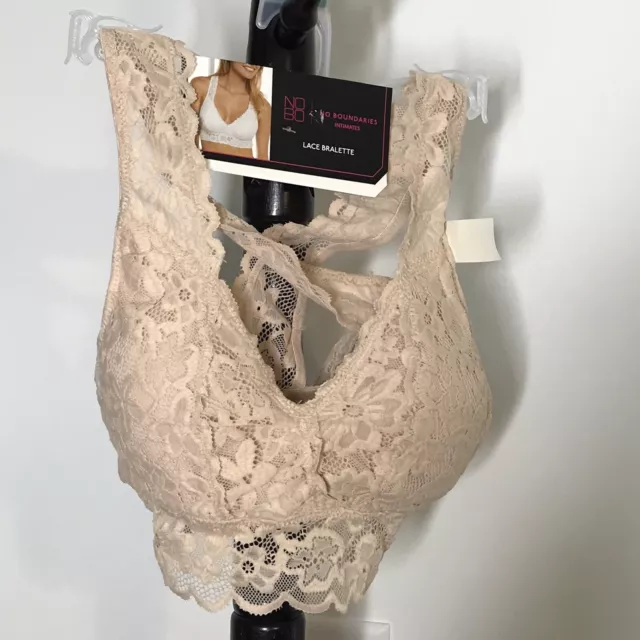 NO BOUNDARIES BUFF Nude Lace Crossback Bralette Size MS/CH NWT