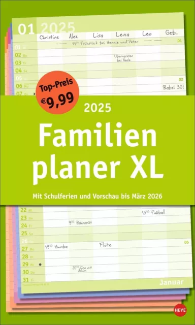 Heye | Basic Familienplaner XL 2025 | Kalender | Deutsch | Basic Planer Heye