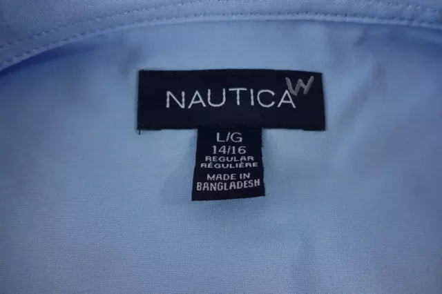 Nautica Boys Large 14/16 Light Blue Woven Long Sleeve Button Front Shirt NWT 3