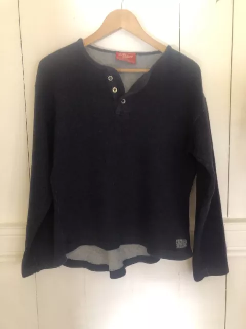 RM Williams Jumper Sweater Women's Size S Navy Cotton Wool Blend 1/4 Button