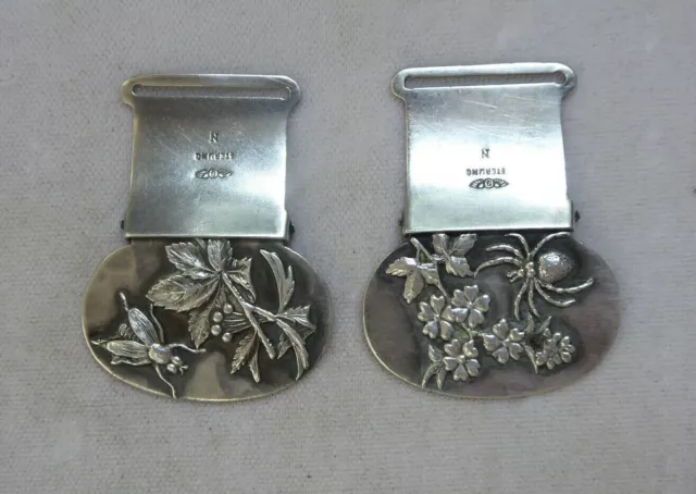 Rare Pair of Shiebler Sterling Silver Suspender Clips Circa Late 1800's Antique